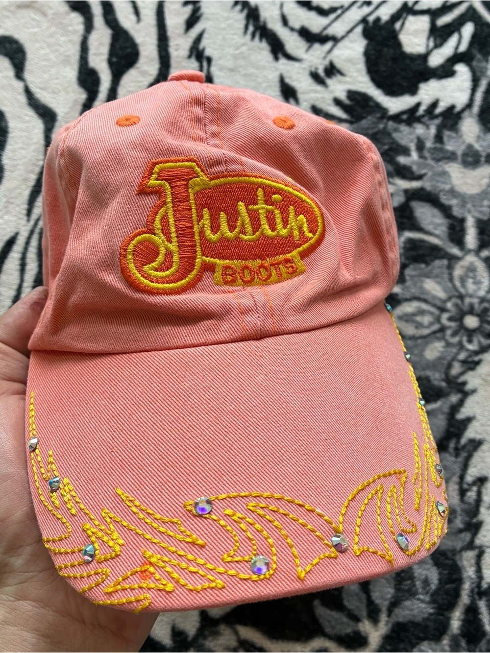 000 - VINTAGE 00s JUSTIN BOOTS EMBROIDERED Y2K COWGIRL WESTERN RHINESTONE HAT